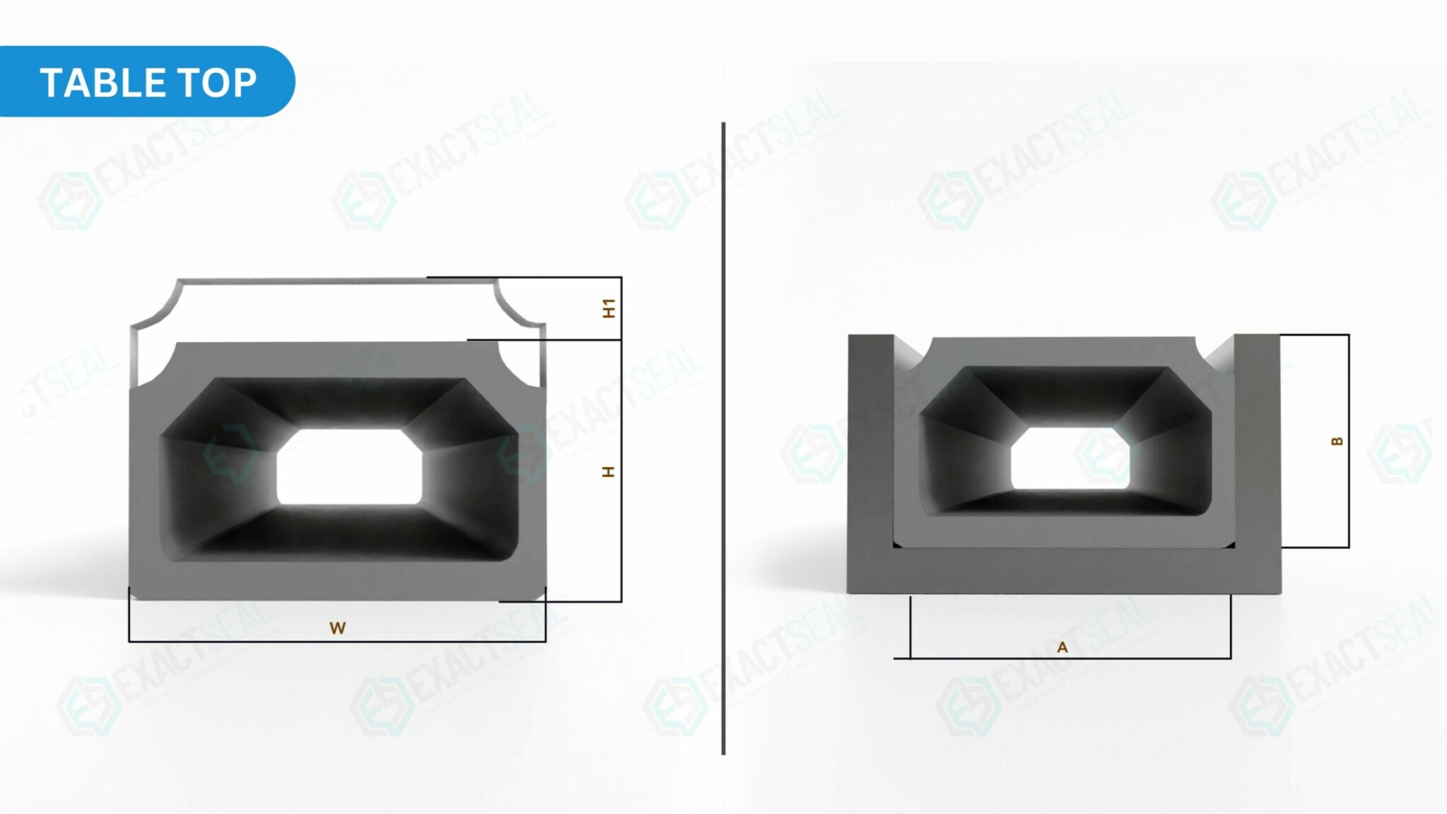 table top cross section seals